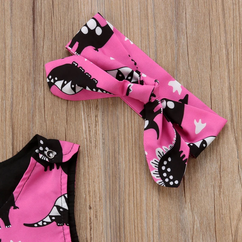 Хлопковый сарафан FOCUSNORM с динозавром для новорожденных детей платье девочек