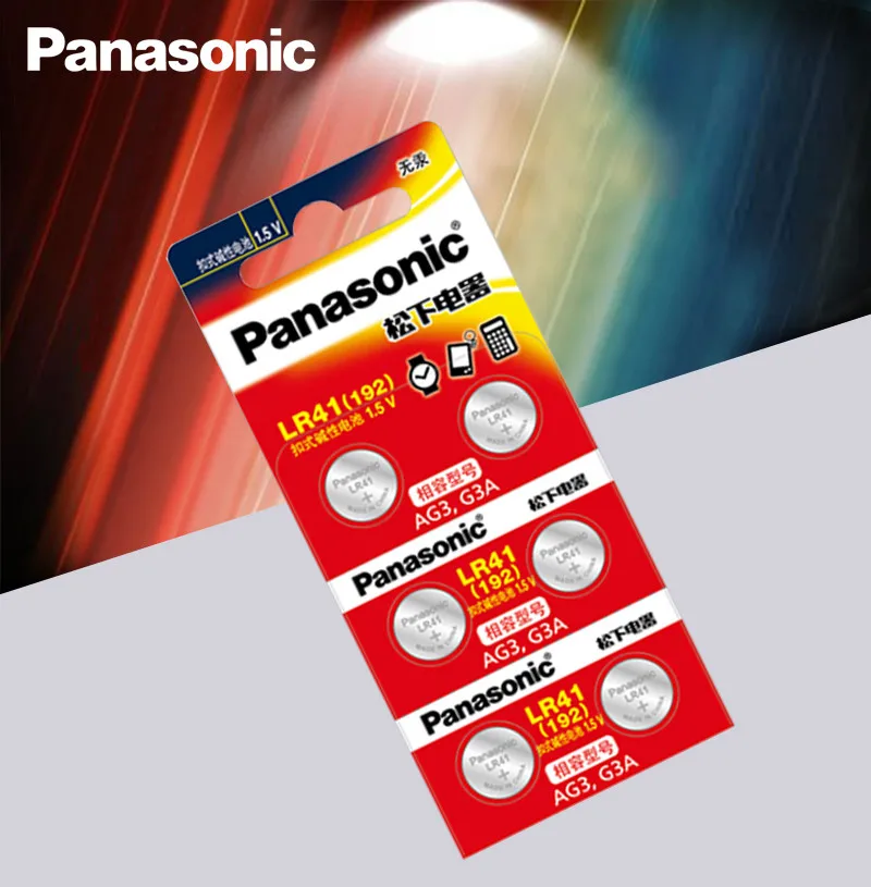 Panasonic Original 10pcs/lot LR41 Button Cell Batteries SR41 AG3 G3A L736 192 392A Zn/MnO2 1.5V Lithium Coin Batteries