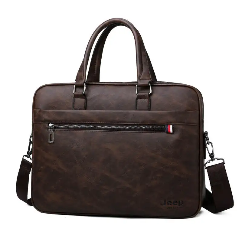 8117-3 Brown JEEP BULUO, известный бренд, мужской портфель, сумка, офисная, деловая, кожаная, через плечо, сумка для путешествий, 14', для ноутбука, iPad, A4, файлы, сумки - Цвет: 8117-3 Brown