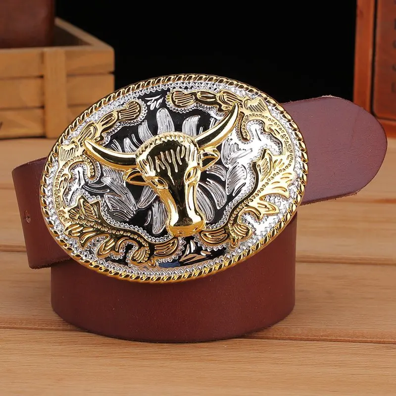 khaki buffalo buckle Золотой орел ремень с большой пряжкой из натуральной кожи с натуральным лицевым покрытием из натуральной кожи hawk мужские ремни класса люкс Высокое качество Верблюжий коричневый ковбойский ремень - Цвет: khaki buffalo buckle