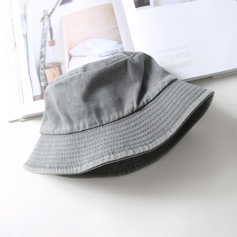 DRESSUUP Washed Denim Bucket Hat Women Outdoor Fashion Sun Cap Fishing Hiking Hats For Men Cotton Ladies Foldable Chapeu