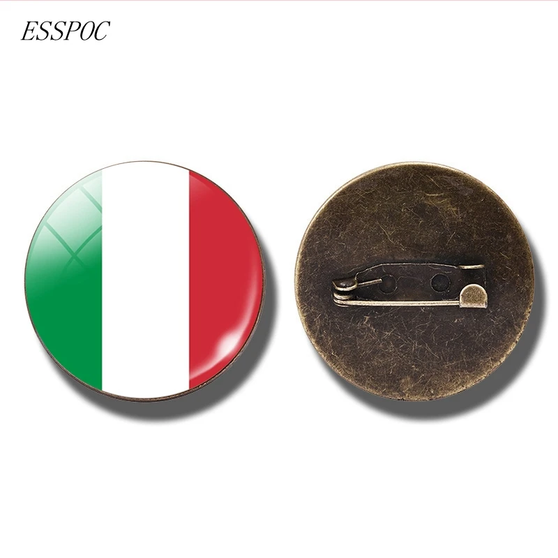 Italy Европейский Национальный флаг значок булавка Франция Италия Испания Польша Россия Ирландия голландская страна брошь в виде флага бижутерия со стеклянными кабошонами - Окраска металла: Italy