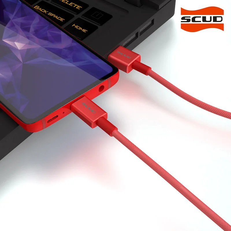 Red SCUD usb type-C кабель для сотового телефона USB type-C кабель для зарядки передачи данных кабель для мобильного телефона для устройств usb type-C - Цвет: Red