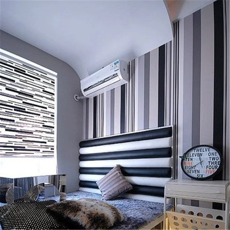 Простой современный черно белый серый фон из нетканого материала для спальни с