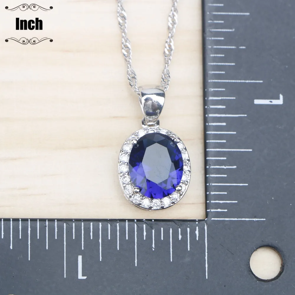 Женский Серебряный набор ювелирных изделий 925 овальный синий кубический