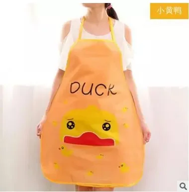 duck Мультяшный Кухонный Фартук с принтом кролика, Детский фартук, фартук для барбекю, нагрудник, фартук для женщин, для приготовления пищи, выпечки, ресторана, Детский фартук передник, 50*70 см - Цвет: duck