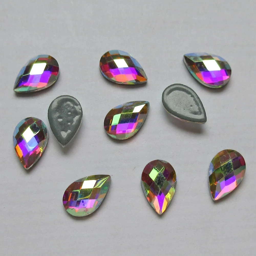 pear grid 5.2x8mm Высокое качество Кристалл AB исправление стразы особой формы камни железа на плоской задней части горячей фиксации кристаллы для украшения свадебного платья - Цвет: pear grid 5.2x8mm