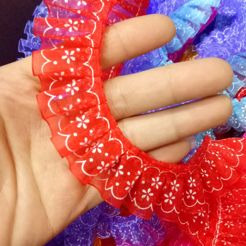 see chart 1M Tulle Lace Trim 2.5cm Flower Laces Ribbon Dolls Dress Sewing Accessories Snowflake Print Lace Fabric Trimmings Clothing RT15 - Цвет: see chart