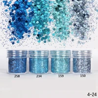 1 box sky blue color nail glitter dust fine mix 3d nail sequins acrylic glitter powder large nail art tips decoration 10ml