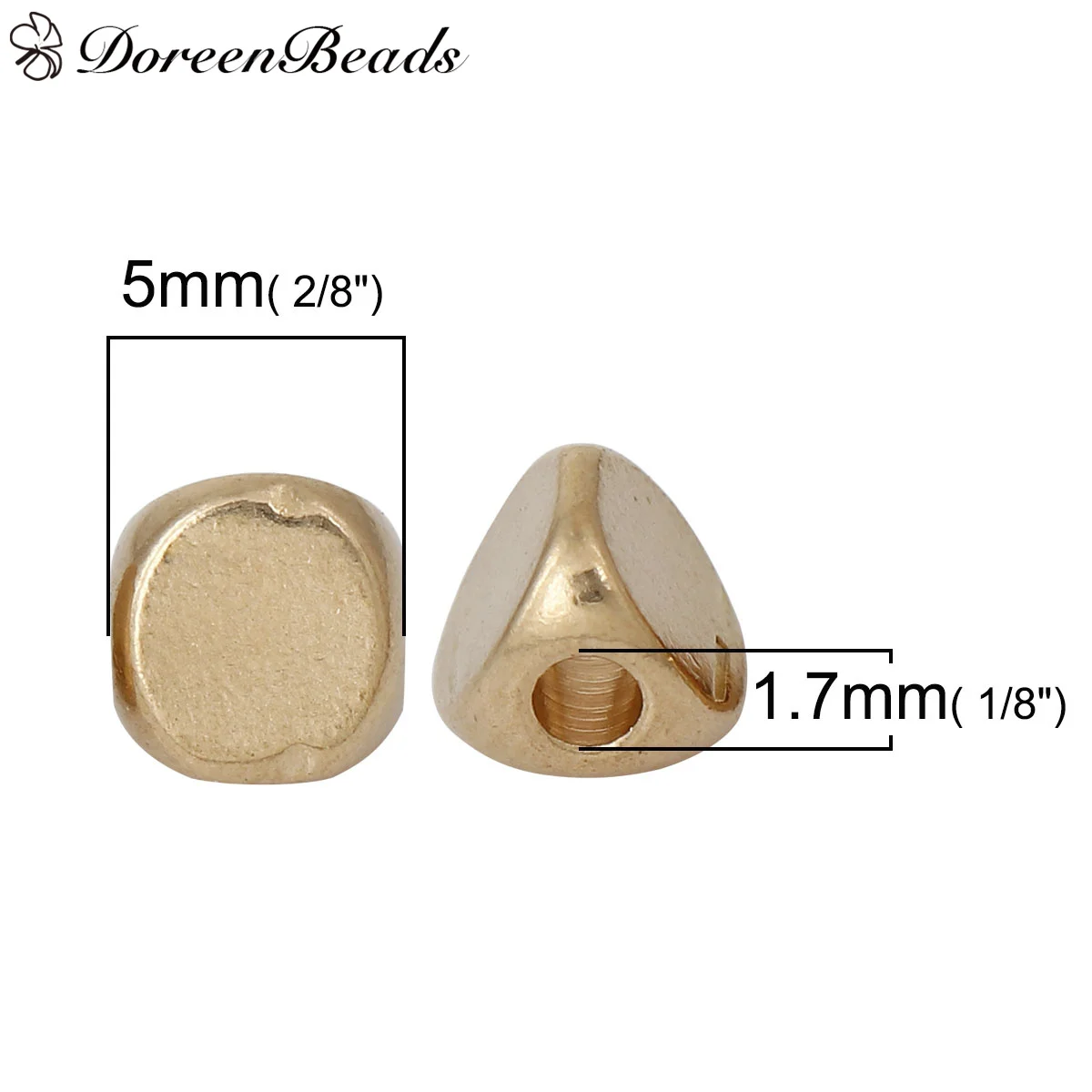 DoreenBeads Brass Spacer Beads Triangular Prism Color About 5mm( 2/8&quot) x Hole: Approx 1.7mm 100 PCs 2016 new | Украшения и