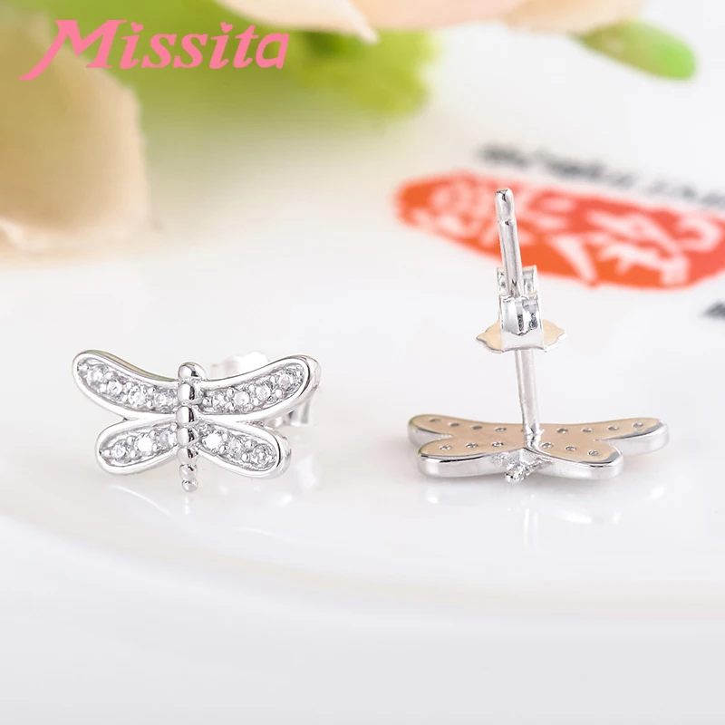 MISSITA новые модные мини серьги в виде стрекозы для женщин серебряные ювелирные
