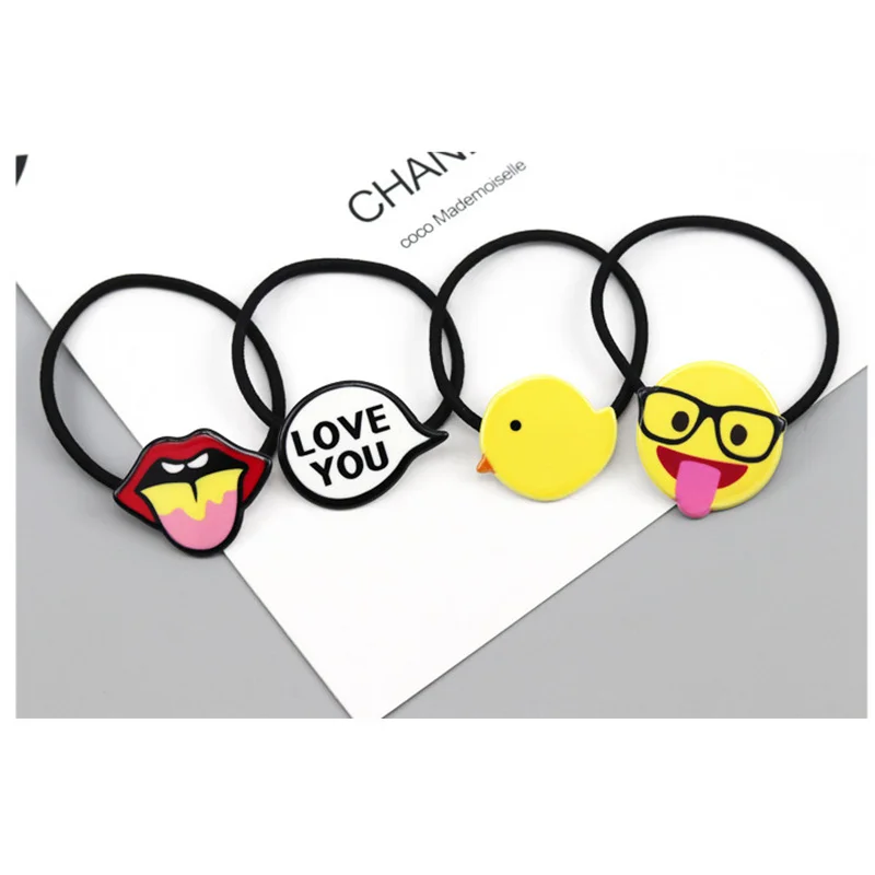 

5PCS New Girls Women Cartoon Character Animal Fruit Hair Accessories Fashion Kids Candy Rubber Bands Gum Child Novelty Headwear