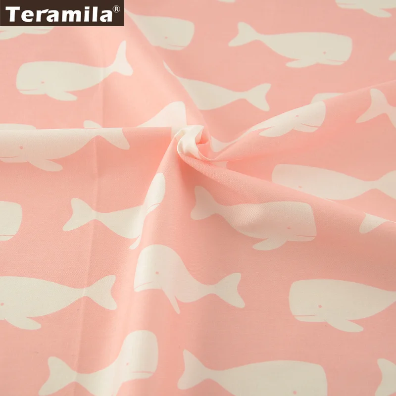 Новые поступления светло розовый 100% хлопок Ткань улыбка Белый Кит конструкций