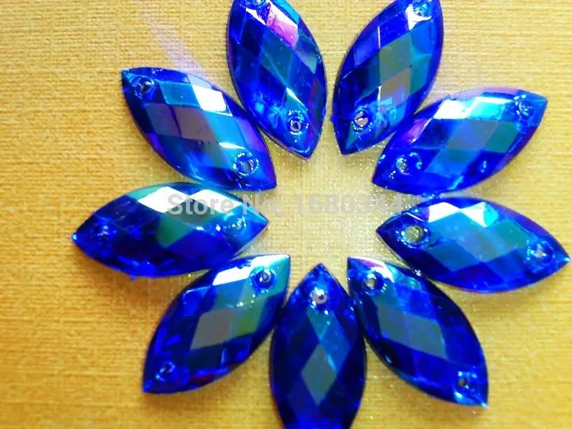 Пришивные камни 7*15 мм в форме пупка с плоской задней поверхностью стразы Dakk