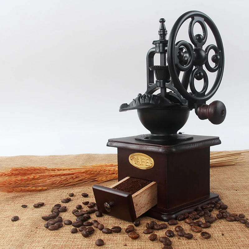 

Manual Ferris Wheel Mini Coffee Bean Grinders Vintage Hand-made Ground Coffee Maker Coffee Tools Wood Bean Shredder Machine 1set