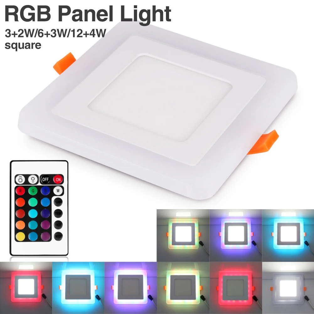 Дешевый затемняемый RGB светильник на светодиодах панели 9 Вт 16 Вт карданный светодиодный светильник потолочный Встраиваемый свет с черным радиатор SMD 2835 - Испускаемый цвет: Recessed Square
