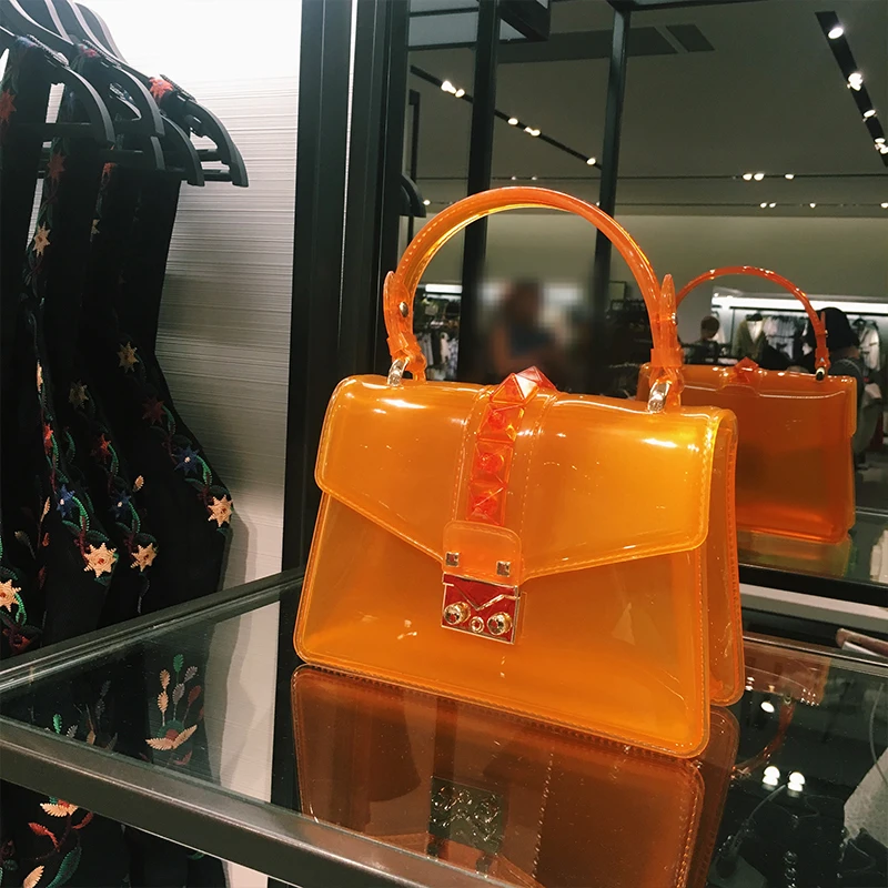 Роскошные сумки из ПВХ Желейная сумка для женщин с ручками от известного бренда