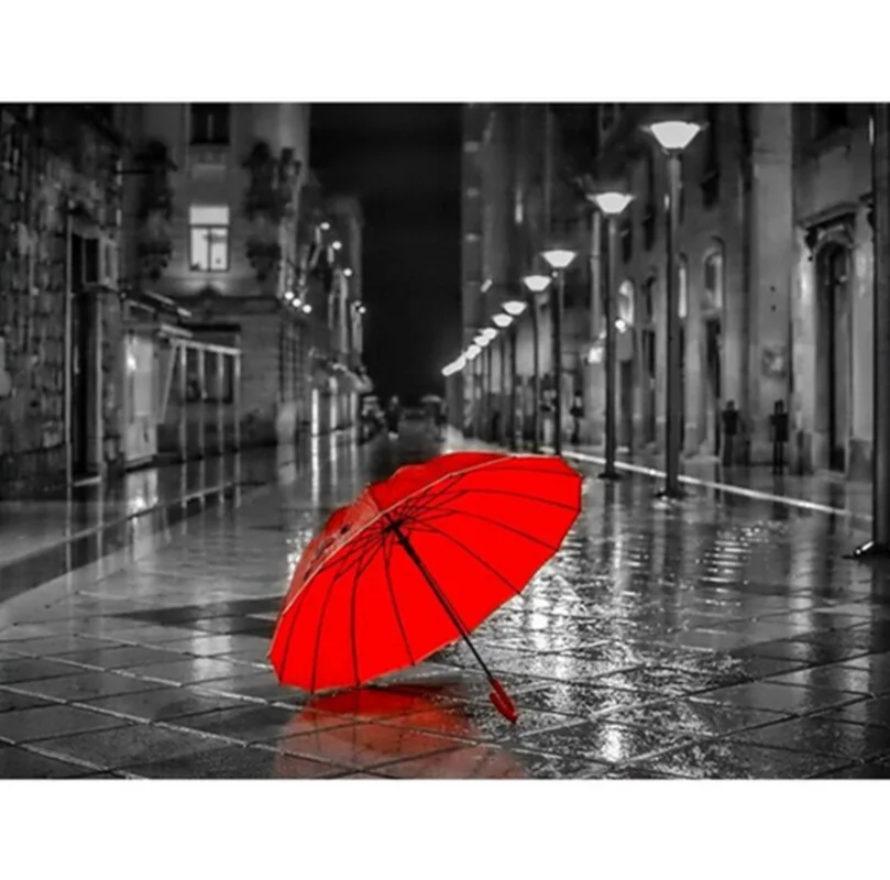 Без каркас зонтика DIY живопись по номерам стены книги искусству картина акрил