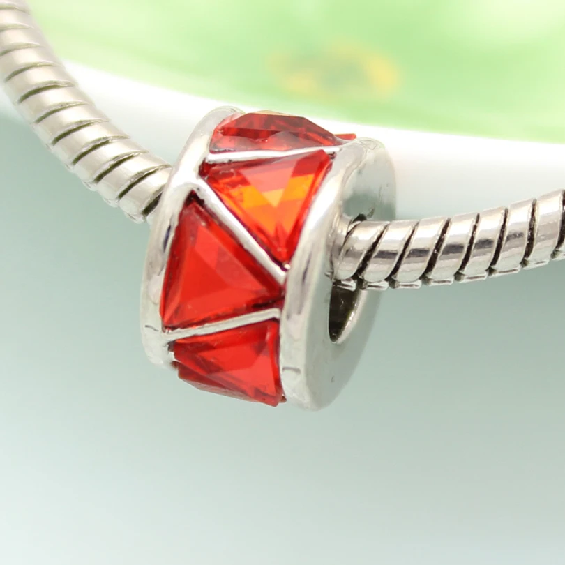 Красный треугольный Хрустальный Европейский очаровательный браслет из бисера