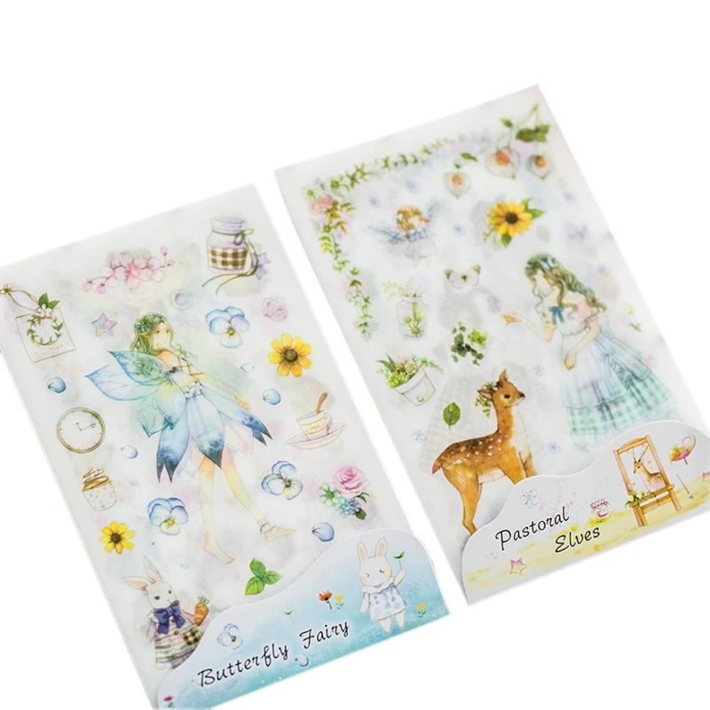 6 листов/лот олень Феи для девочек бело серые милые Стикеры s DIY ручной дневник