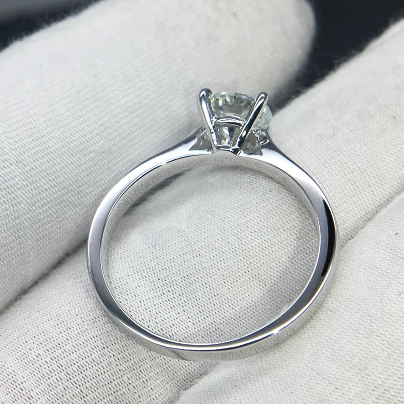 Классическое кольцо из белого золота 14 к 1ct 2ct 3ct Moissanite VVS1 круглое ограненное