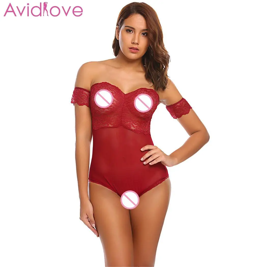 Avidlove для женщин боди кружево пикантные нижнее белье Тедди одна деталь Sheer манжеты
