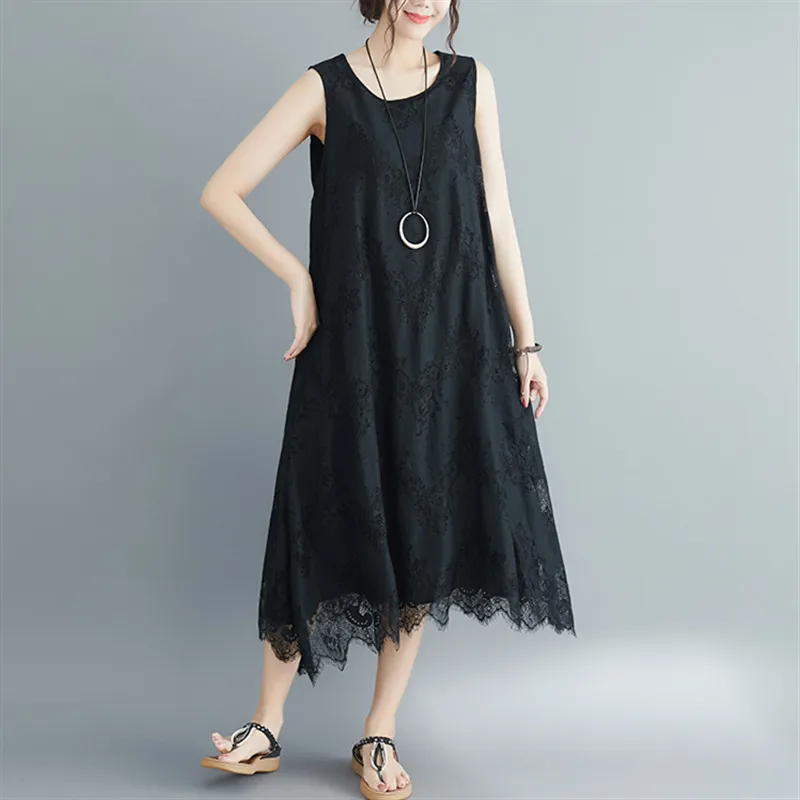 Женское кружевное платье с цветочным принтом Свободное длинное летнее в