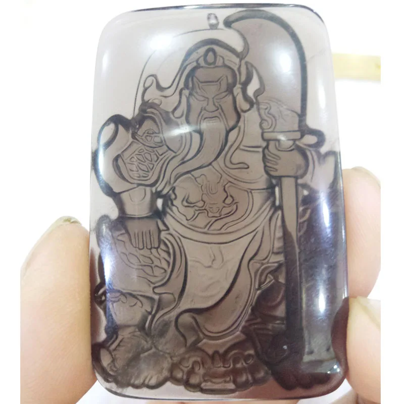 Ювелирные изделия из натурального черного обсидиана резной амулет guangong кулон