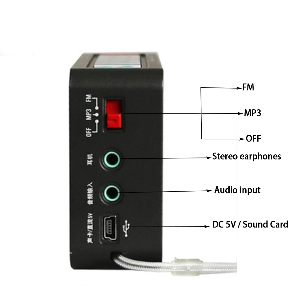 TECSUN ICR-100 tf-карта мини-громкоговоритель MP3 плеер Радио FM 76-108 с 16G Макс памяти TF карта