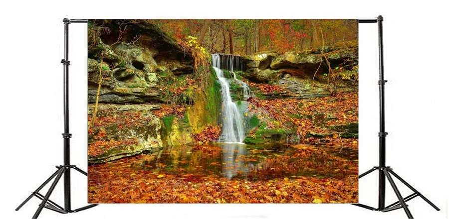 Laeacco осенние опавшие листья лес водопад пейзаж фотографии фоны виниловые пользовательские камеры для фотостудии