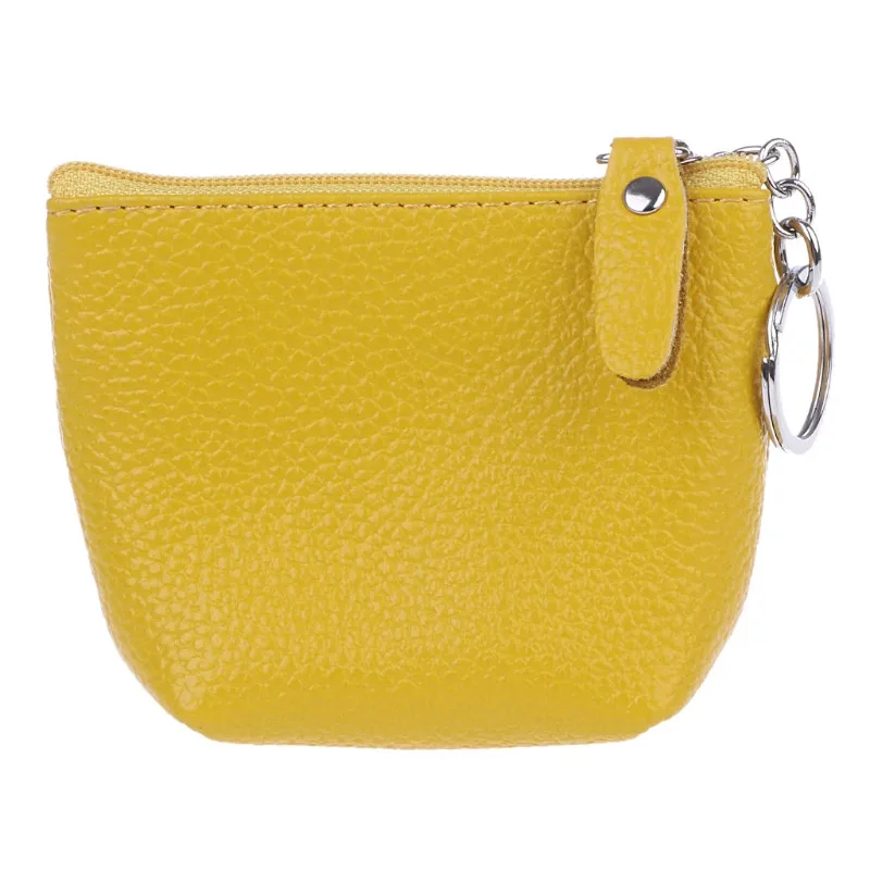 Fashion Coin Purses Women Men Leather Coin Purse Card Holder Wallet Keyring Zipper Small Change Bag - Цвет: yellow