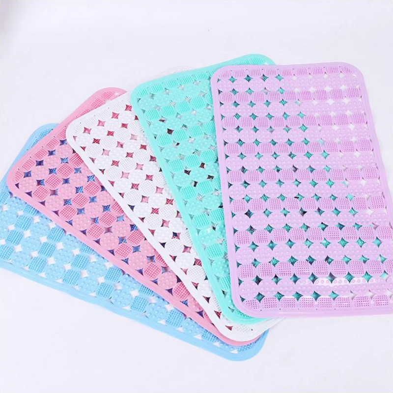 Простая небесно-голубая коврик для ванной из ПВХ 36x66 см овальные твердая