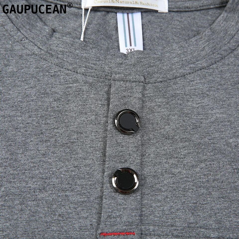 

Cotton Man Fashion T-shirt O-neck Buttons Grey Navy Spandex Spring Autumn Round Neck Men Long Sleeve T Shirt