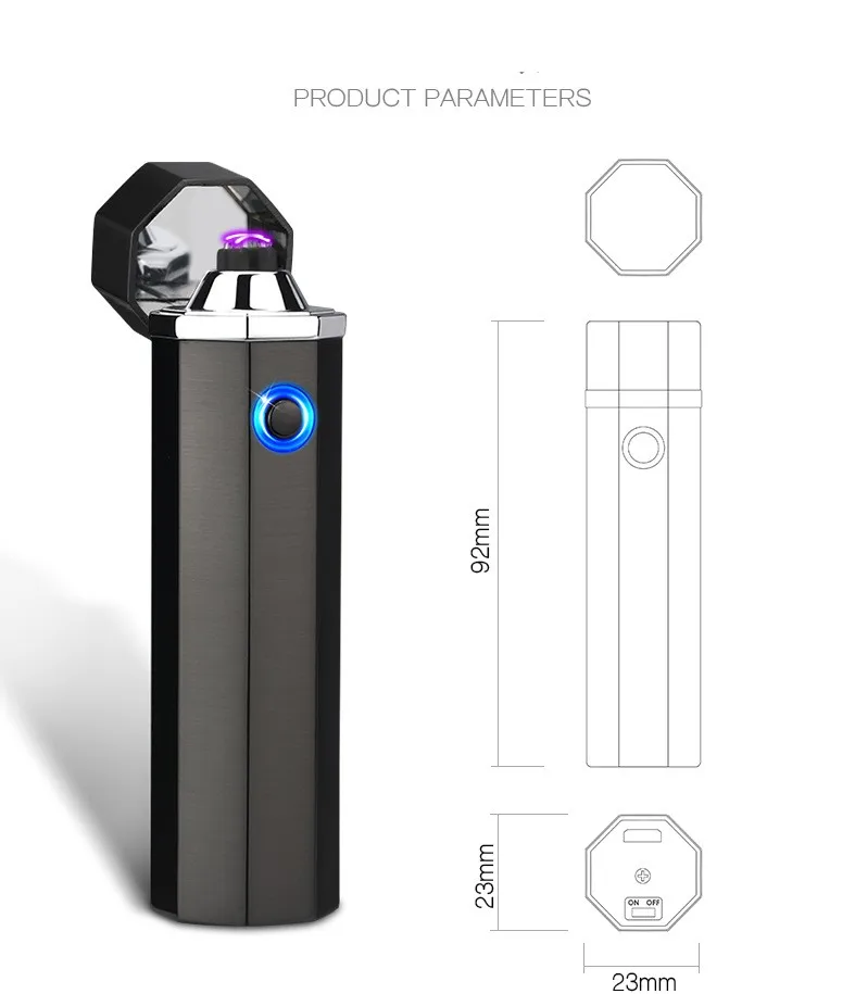 JUSTFULL 2018 новая двойная импульсно дуговая Зажигалка Octahedron электронная USB для