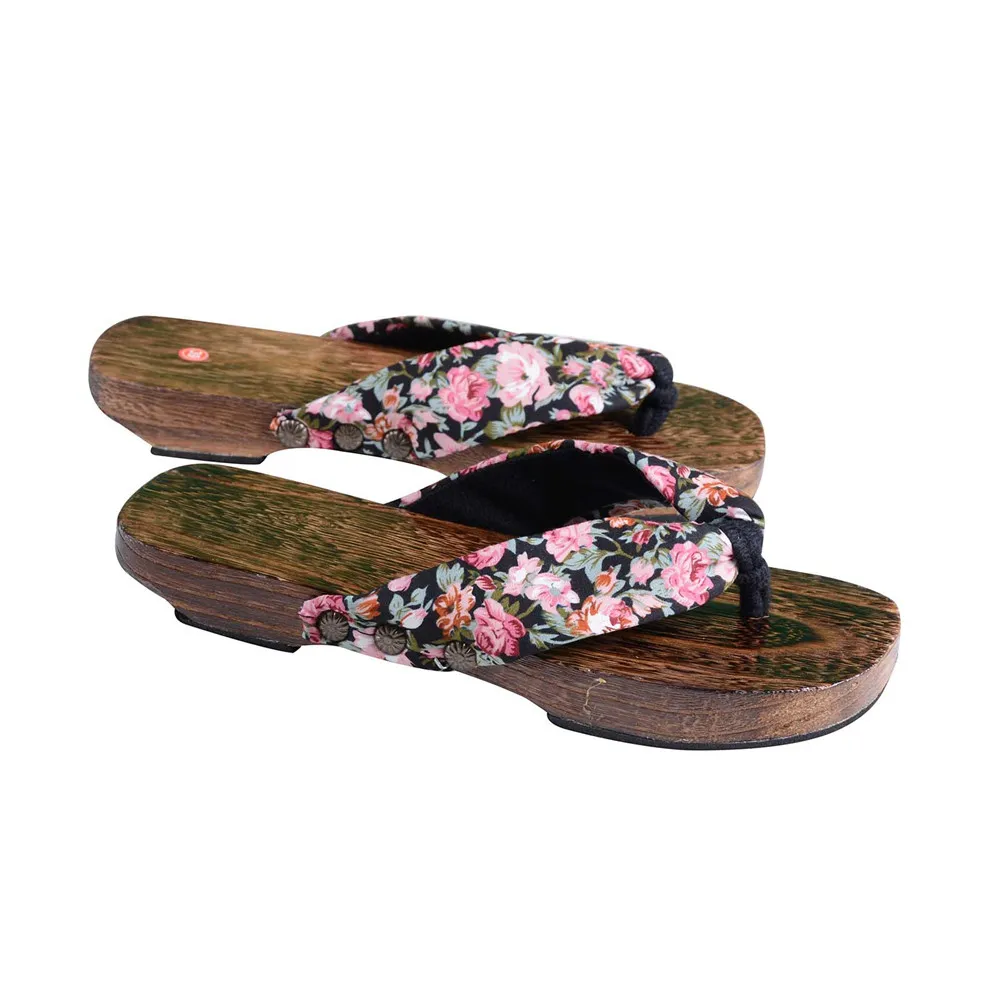 Женские японские кимоно Geta сабо Вьетнамки Нескользящие шлепанцы с цветочным