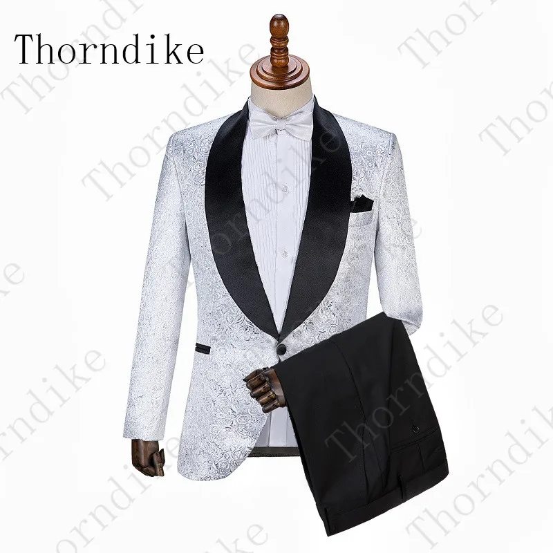 Новейшие Белые Свадебные смокинги для жениха Thorndike с черными брюками выпускного