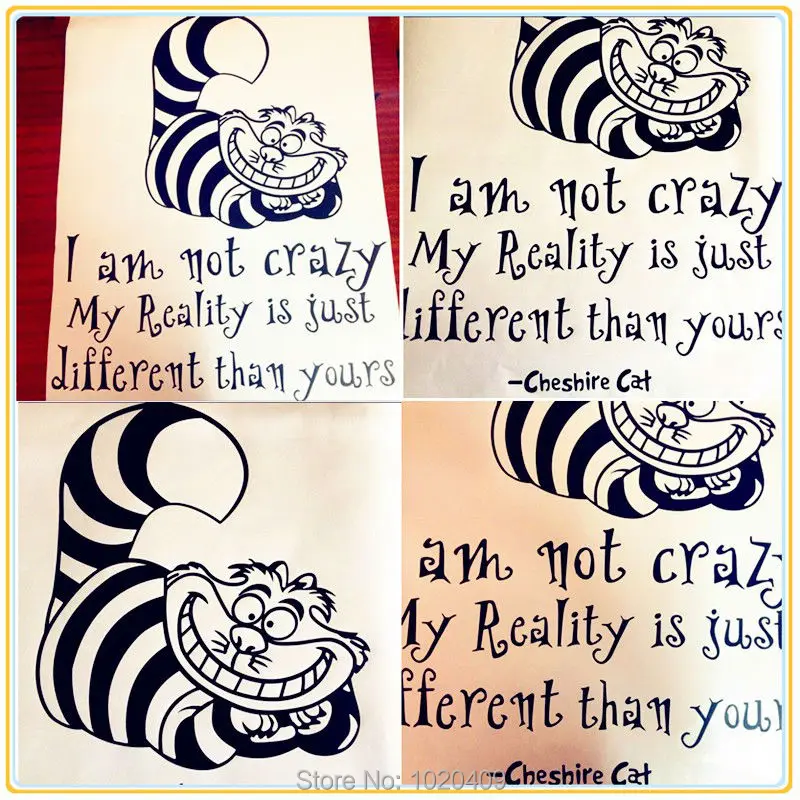 Наклейка на стену Алиса в стране чудес чеширские котировки кошек I Am Not Crazy
