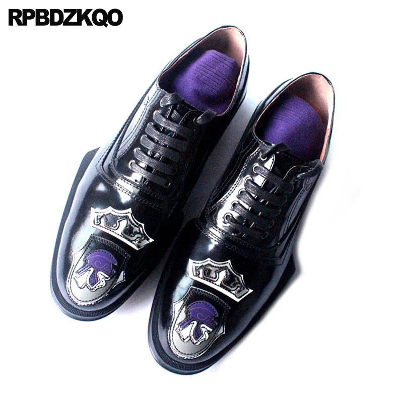 Luxury European Printed Runway Genuine Leather Black Rubber Oxfords Real Club Italian Mens Shoes Brands Italy Party Plus Size | Обувь