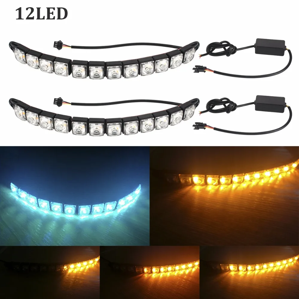 2 шт. DRL светодиодные Автомобильные дневные ходовые огни 12 LED DC 12V противотуманные