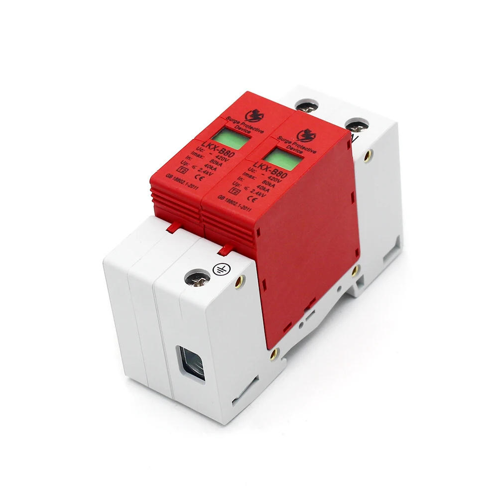 B80-2P 40KA~ 80KA~ 275 V AC 1 P+ N SPD House Защита от перенапряжения защитное Низковольтное предохранительное устройство Защита от молнии