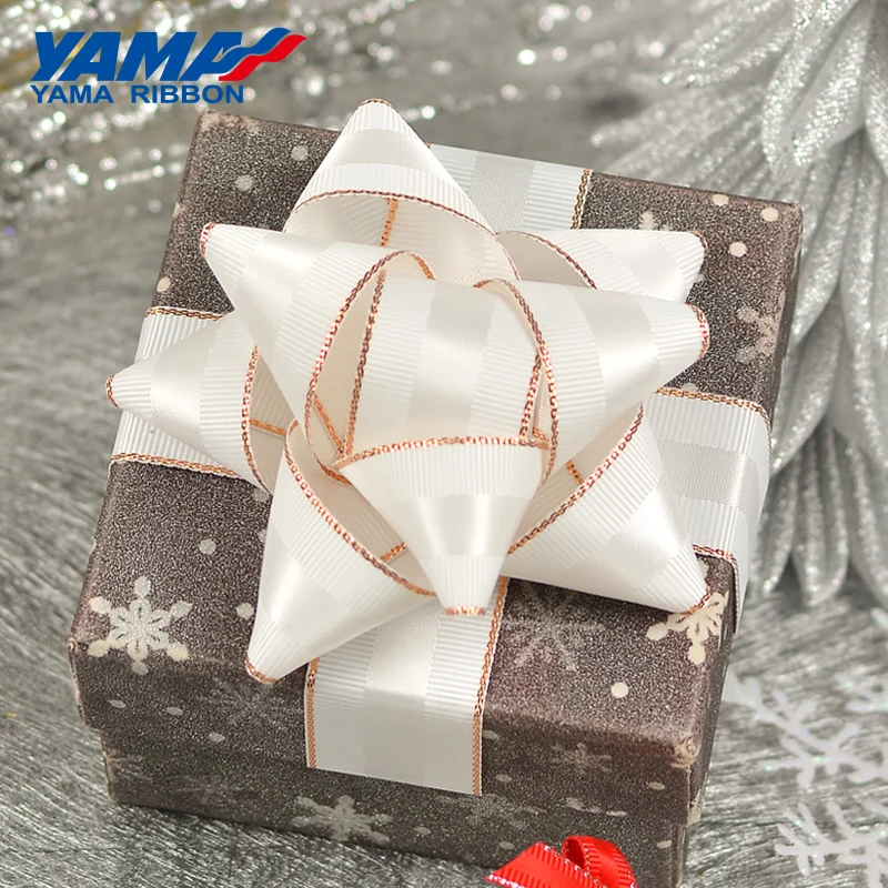 Атласная лента YAMA с розовыми и золотыми краями 100 ярдов 9 16 25 38 мм 3/8 5/8 1 1/2 дюйма