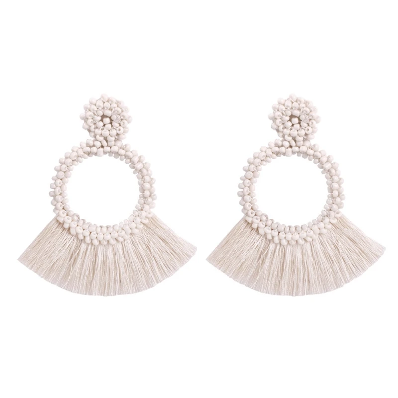 22 Lalynnlys Boho Эффектные серьги с кисточками в виде глаз для женщин и девочек, красочные серьги с бахромой, свадебные ювелирные изделия ручной работы, бижутерия E59561 - Окраска металла: 22