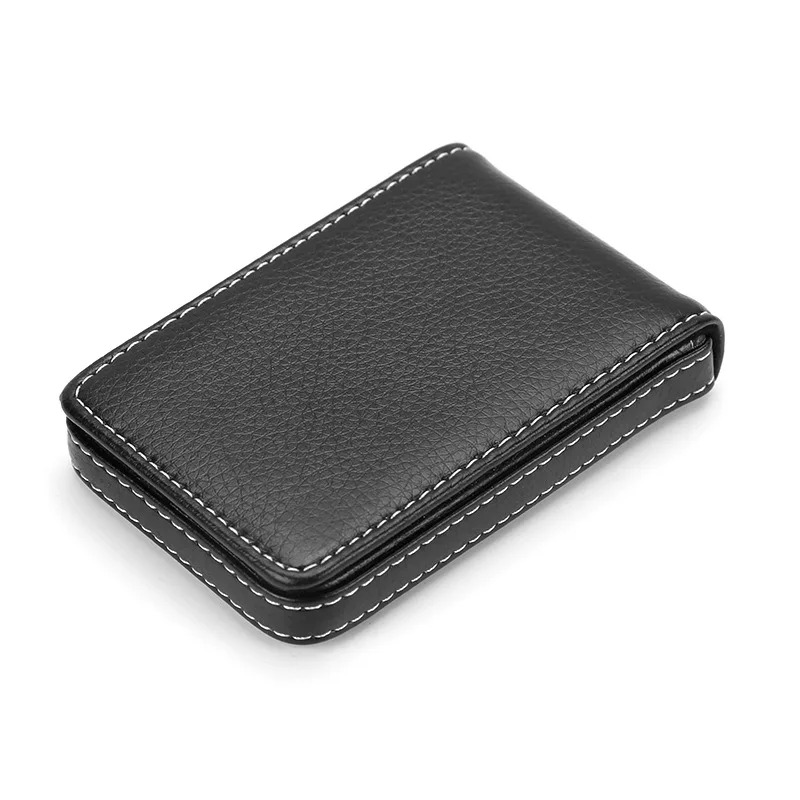 

Vertical Magnetic Close Business Card Case Neatly Seam Line PU Leather Name Credit Card Holder Custom Company Name LOGO