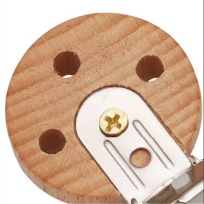 2pc Wooden Beech Pacifier Chain Accessory Silicone Bead Baby Teether Teething Infant Soother Clip Nipple Clasp Toy DIY Hold Tool | Мать и
