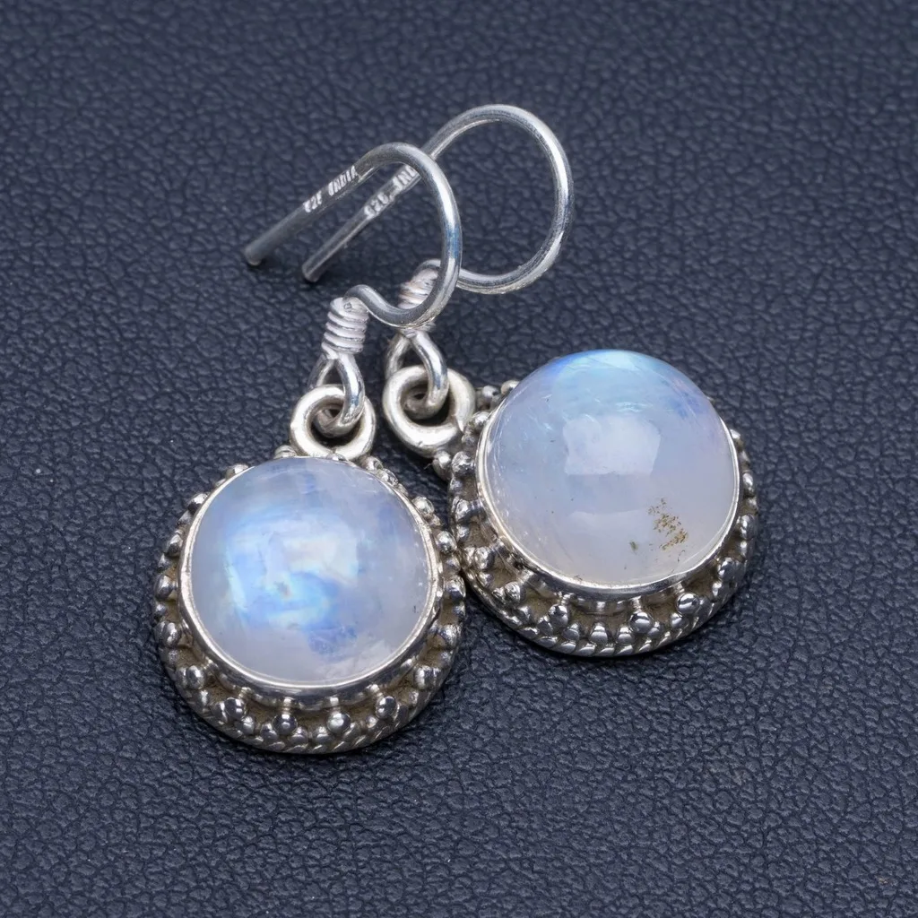 

Серьги из серебра 925 пробы, с натуральным радужным лунным камнем, 1 дюйм, P1441