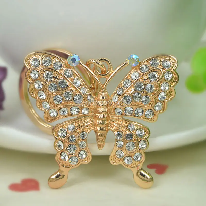 D бабочка брелок Подвеска со стразами автомобильный сумка для ключей ювелирные