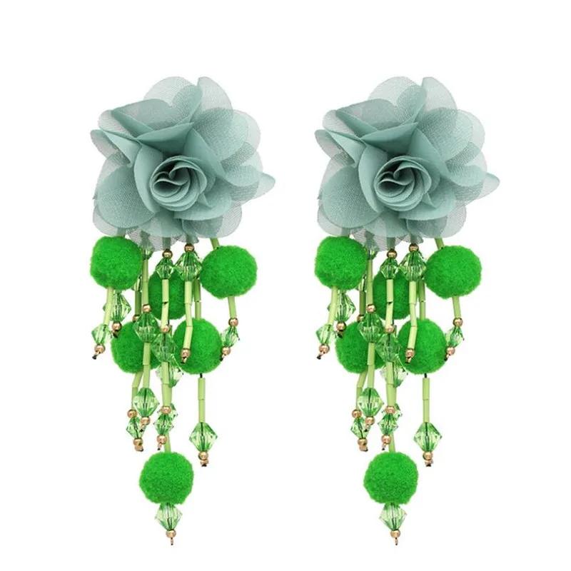 GEREIT Bohemia Ethnic Falcon Tassel Earrings Handmade Lace Flower Pompom Ball Long Statement Women Boho Indian Jewelry | Украшения и