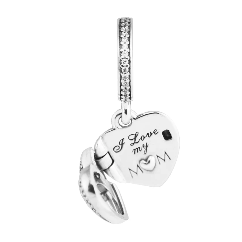 Подходят для браслетов Pandora с шармами бусины I Love My Mom прозрачным кубическим