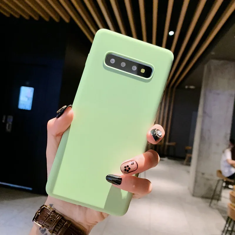 Green Мягкие Летние жидкий силиконовый чехол для SamSung Galaxy S8 S9 S10 плюс S10E M30 A30 A50 A40 Note 8 9 задняя крышка S7 M30 A70 чехол - Цвет: Green