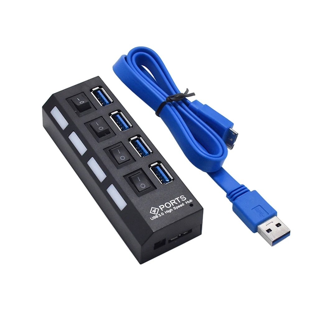 Популярный черный концентратор USB 3 0 4 порта скорость 5 Гбит/с 1 шт. для ПК ноутбука
